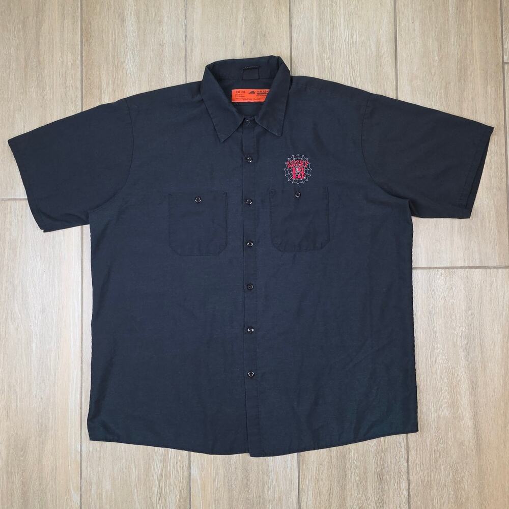 Lucky 13 Work Shirt Mens XXL Black Button Up Hot Rod Rockabilly Kustom